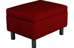 Jasper Leather Effect Footstool - Red